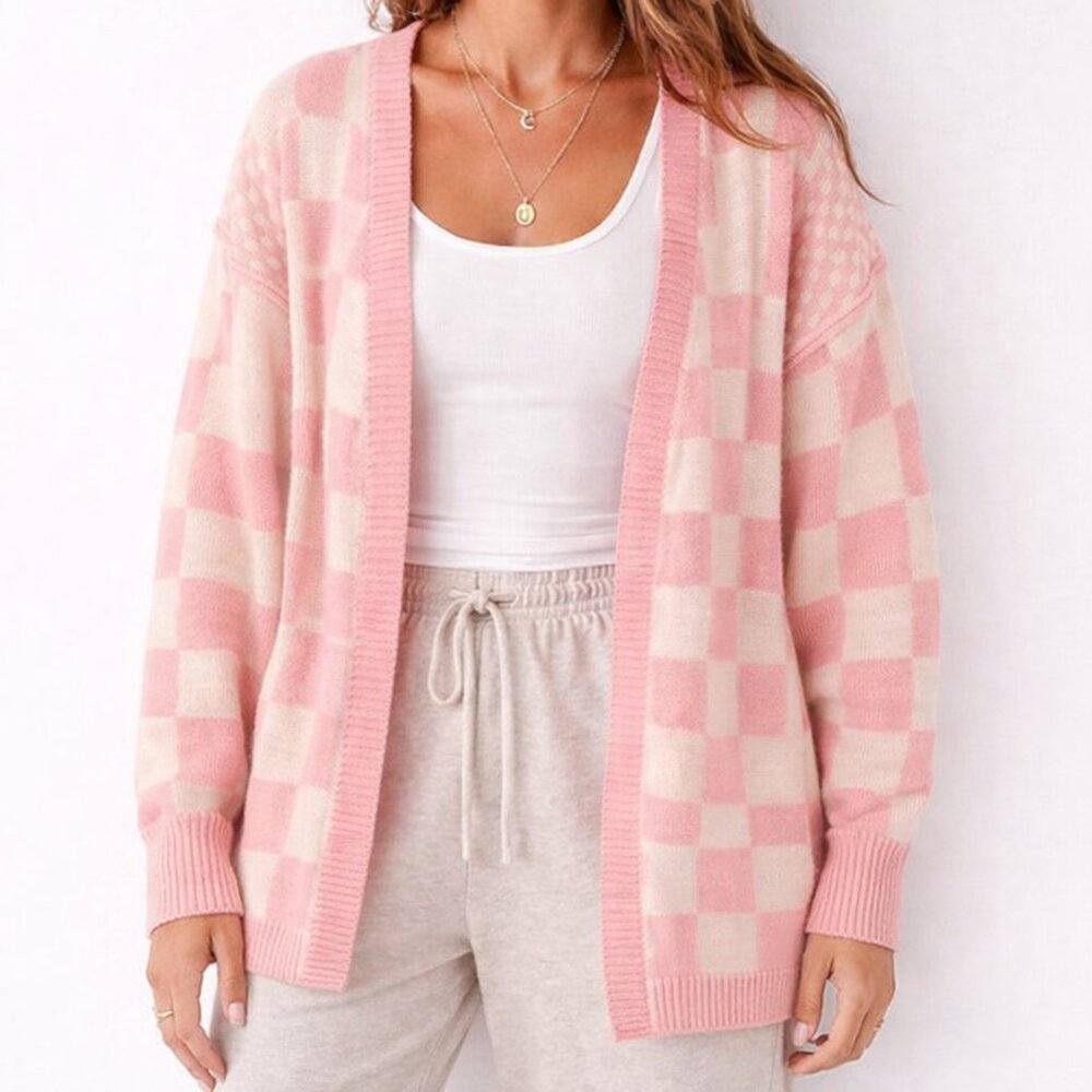 Relaxed Fit Spring Pink Checkered Statement Barbi… - image 1